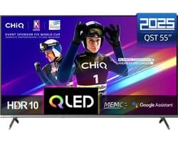 CHiQ U55QST - Smart TV 55 Inch - QLED Pro Google TV - FHD 1080P - Randloos Metal Design - Dolby Audio - 2025 Nieuw