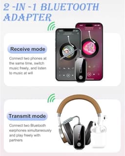 2-in-1 transceiver 5.4 draadloze vliegtuigadapter, gebruikt met 3,5 mm Bluetooth-hulpadapter voor vliegtuigen — thumbnail 2
