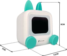 Wedjis Retro Mili-TV – Digitale Klok & Bluetooth Speaker – Smart display – Kunststof – Dimbaar scherm – Cadeaus voor mannen – Wit/Blauw — thumbnail 2