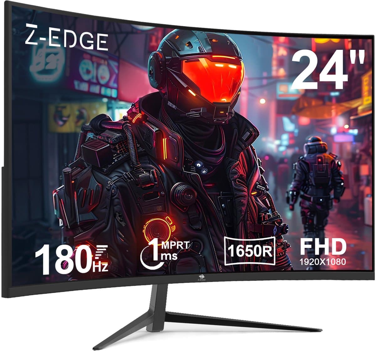 Z-EDGE UG24 Curved Gaming Monitor - FHD 1920x1080 - 24 Inch- 180Hz - MPRT 1ms - 300cd/m² - HDMI 2.1 & DisplayPort 1.4 - Zwart — afbeelding 1