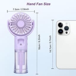 Draagbare Handventilator met Waterbatterij en Oplaadbare USB - Mini Ventilator met 4 Snelheden voor Buiten en Reizen — thumbnail 3