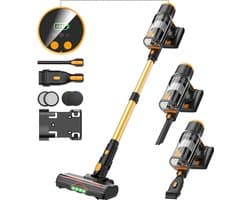 BLOSSOM Steelstofzuiger DSV112A - 550W/50Kpa - Kruimeldief - Stofzuiger Draadloos - Hepa - Touchscreen - Muurbevestigd ontwerp - Goud