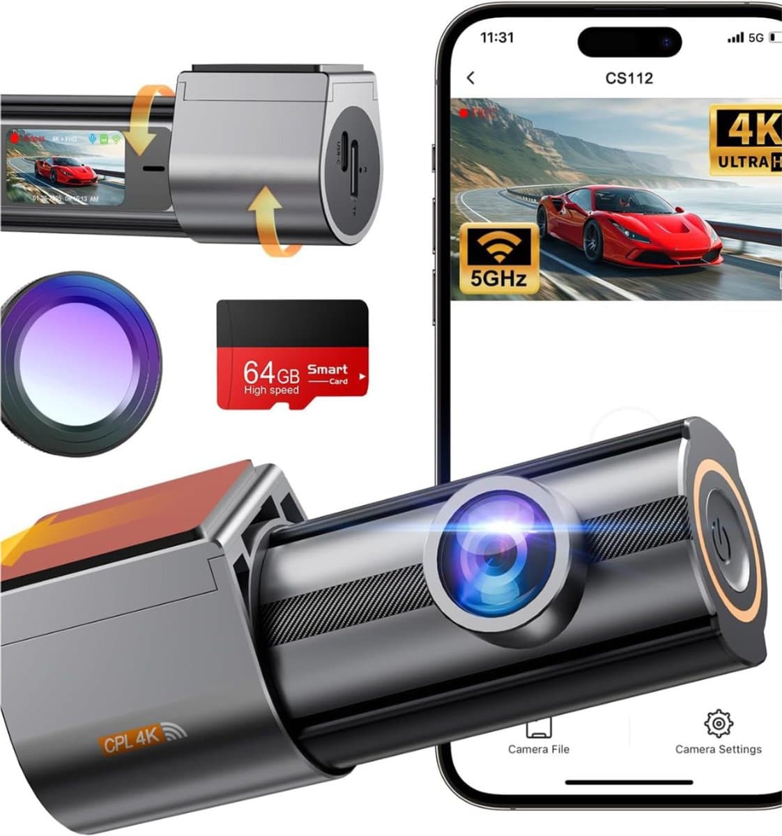 mavoa® Dashcam - Dashcam Voor Auto - Dashcam Voor En Achter - Zwart — afbeelding 1