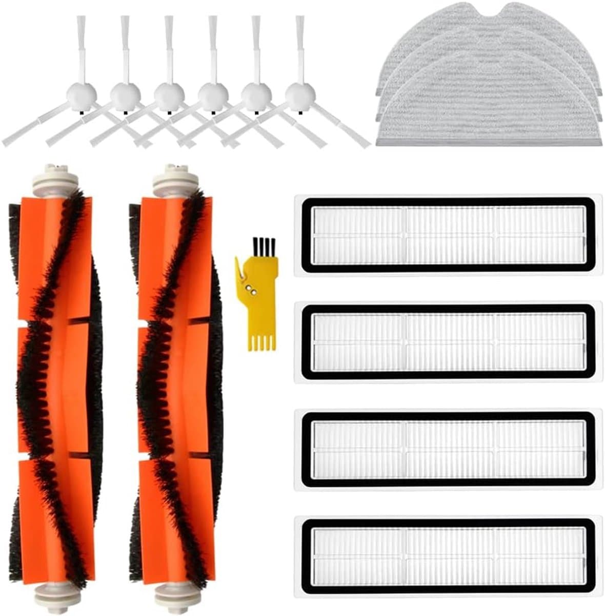 Accessoireset, vervanging gescht voor Dreame D9 Dreame L10 Pro Dreame D9 Max Dreame D9 Pro robotstofzuiger, 15 verpakkingen, 2 hoofdborstels, 4 filters, 6 zijborstels, 3 mopdoeken — afbeelding 1