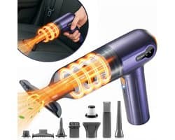 Kruimeldief Snoerloos – 15000 PA Zuigkracht – 7 Opzetstukken – Auto Handstofzuiger met HEPA Filter – Air Duster – Kruimelzuiger – Woodoro