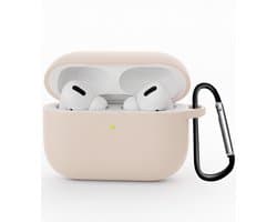 Hoesje - Geschikt voor Apple Airpods Pro 3 - Siliconen Hoes met Clip - Silicone Case Cover - Zand