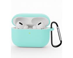 Hoesje - Geschikt voor Apple Airpods Pro 3 - Siliconen Hoes met Clip - Silicone Case Cover - Mintgroen