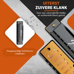 Finesse Mondharmonica – C Majeur – met Case - voor Volwassenen & Kinderen - Zwart — thumbnail 2