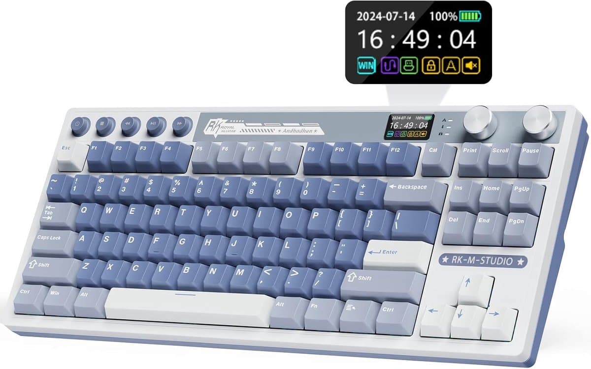 Royal Kludge RKM87 - Mechanisch Gaming Toetsenbord - Draadloos - Gaming Keyboard - Met LCD-Scherm — afbeelding 1