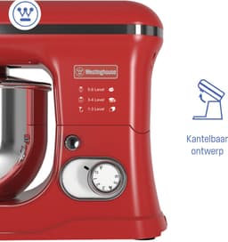 Westinghouse Retro Standmixer - 1200W - Keukenmachine 5L Mengkom - Keukenrobot - Keukenmixer - Foodprocessor - Rood — thumbnail 5