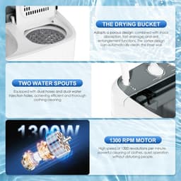 Draagbare 2-in-1 Wasmachine met Centrifuge - Compacte Mini Twin Tub voor Kamperen en Appartementen - 7,3 kg Capaciteit — thumbnail 3