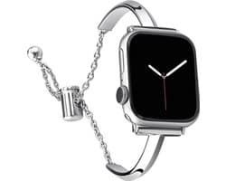 Luxe Stevige Horloge Band Geschikt Voor Apple Horloge Serie 8 7 41 Mm 6 Se 5 4 Vrouwen Diamant Stalen Armband Apple Smart Watch Ultra 38 40 41mm Strap zilver