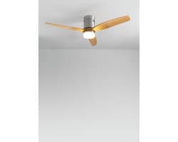 CREATE - Plafondventilator 40W silent 100% hout (Ø132cm) (ruimtes 10m²-25m²) - Nikkel / Licht hout - Met licht - Afstandsbediening - WIND CALM NATURAL WOOD — afbeelding 1