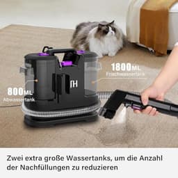 Waszuiger en Tapijtreiniger met Sterke Zuigkracht - 450W Dierenhaarborstel en Slangreinigingsgereedschap — thumbnail 5