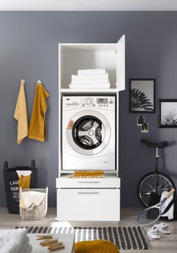 Wasmachine kast met verhoger - Wasmachine kast - Wasmachine ombouw meubel - Wit — thumbnail 2