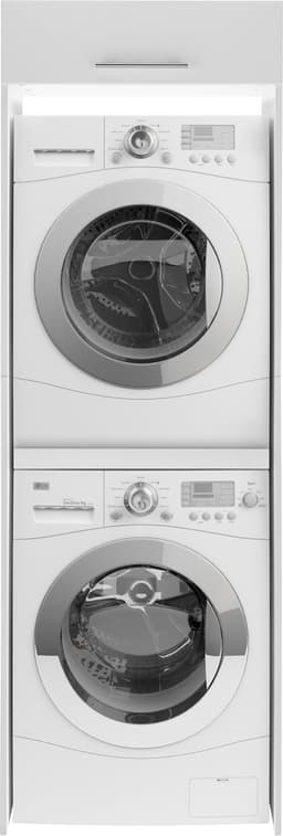 Wasmachine kast - Wasmachine kast en droger kast - Wasmachine ombouw - Houten wasmachine meubel - Wit — thumbnail 2
