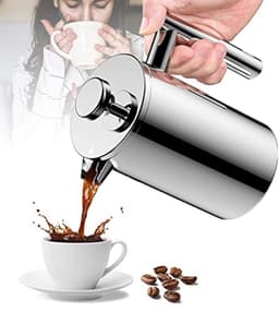 Koffiemaker French Press 0,65 liter - Dubbelwandige Roestvrijstalen Koffiebereider voor 3 Kopjes - Thermo Koffiepers — thumbnail 2
