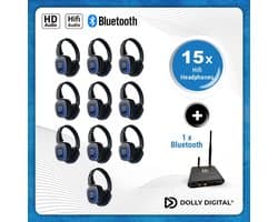 Silent Disco Pro Box 15 +Bluetooth | 15 HiFi Headsets FD-Pro, Bluetooth zender T80-Pro, Storage Box | DOLLY DIGITAL©