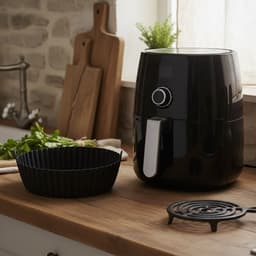 HipWare - Airfryer Siliconen mandje - Antiaanbaklaag - Vaatwasserbestendig - Rond - Zwart — thumbnail 3