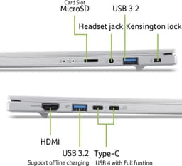 Aspire 14 AI A14-61M-R7S6 - CoPilot+ PC - Laptop - 14 inch OLED - AMD Ryzen AI 5 - 32GB - 1TB SSD - Verlicht toetsenbord - Zilver — thumbnail 2