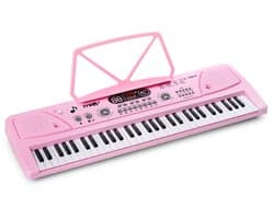 Keyboard piano kinderen - MAX KD61P - Keyboard met 61 toetsen - Microfoon en oplaadbare accu - Roze
