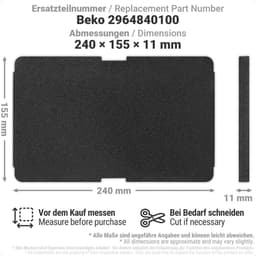 OIMG Set van 6 filters - geschikt voor wasdrogers voor Beko Grundig Blomberg ElektraBregenz Filter - 240 x 155 x 11 mm - Droger basisfilter - sponsfiltermat - condensdroger pluizenfilter schuimfilter spons - Pluisfilter voor condensdroger — thumbnail 6