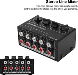 Mini Passieve Stereo Audiomixer - 4 Kanaals RCA Mixer voor Computer, Telefoon, en Tablet — thumbnail 5