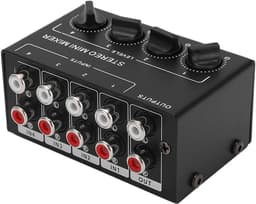Mini Passieve Stereo Audiomixer - 4 Kanaals RCA Mixer voor Computer, Telefoon, en Tablet — thumbnail 1