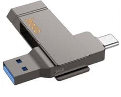 Hoco Razendsnelle 2-in-1 USB Stick 64GB - USB-C & High-Speed USB 3.0 Flash Drive - 2 in 1 Geheugen Stick Geschikt voor Telefoon, PC, Laptop, Tablet - Stevige Zinklegering Memory Stick Opslag