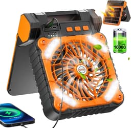 Camping ventilator op zonne-energie met verlichting – oplaadbare outdoor ventilator met led lantaarn en lange batterijduur — thumbnail 5