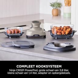 Draagbare Airfryer 3.8 L, 4-in-1 Functies: Airfry, Roosteren, Warmhouden, Compact Ontwerp met 2 Afneembare Glazen Schalen & Deksels — thumbnail 3