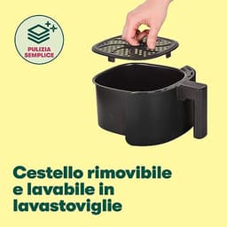 Handmatige heteluchtfriteuse - Olievrij Frituren, Afwasmachine Bestendige Antiaanbakpan en Frituurrek, Matte Zwart — thumbnail 2