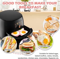 3 stuks - Siliconen Air Fryer Ei Pan - Luchtfriteuse eivorm - Kookring - Eivorm - Ei Ringen - Hamburgerringen - Eierringen - Rond - Met 3 holtes — thumbnail 5