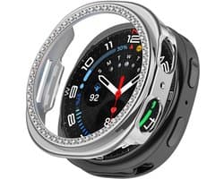 Stravo Luxe diamant hoesje voor Samsung Galaxy Watch 8 - 40mm - Semi Cover Hard Case - Beschermend Horlogekastje zonder screenprotector - Zilver