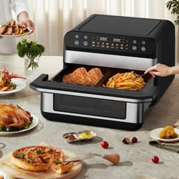 Fukstern Dubbele Airfryer XXL–11L 2500W–Tot 6 Personen-Dubbele Mand–30°C tot 200°C Instelbaar–8 Voorgeprogrammeerde Functies–Zilver — thumbnail 11