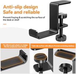 Hoofdtelefoon Hanger voor Onder Bureau - Ruimtebesparende Aluminium Hoofdtelefoonstandaard — thumbnail 3
