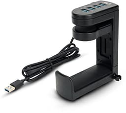 Hoofdtelefoonstandaard met 360° Draaibare Haak en Verstelbare Veerklem, USB 3.0 & USB 2.0 Hubs — thumbnail 5