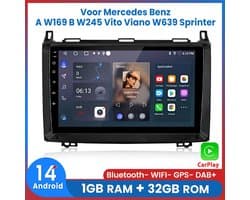 Awesafe Autoradio - Draadloos Apple CarPlay Android Auto - Bluetooth Radio - Geschikt Voor Mercedes Benz W169 W245 B200 W906 - 2004 2005 2006 2007 2008 2009 2010 2011 2012 2013 2014 2015 2016 2017 Sprinter W639 Vito