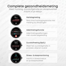 Norva DR06 – Smartwatch Heren en Dames – Horloge met Hartslagmeter en Slaapmonitor – 100+ Sportmodi – AMOLED – Zwart — thumbnail 7