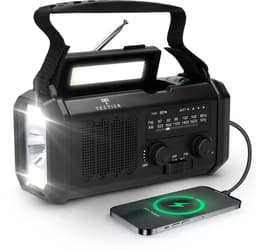 Tectier Noodradio Solar Opwindbaar - 10000 mAh - Zaklamp en Kompas — thumbnail 1
