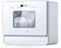 AIRMSEN Mini Vaatwasser - Met Waterontharder & Watertank 5L - 6 Couverts - 9 Programma's - Wit