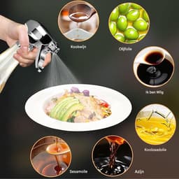 Elkuaie Olieverstuiver - Olijfolie Fles Verstuiver voor Keuken - Verstelbare Tuit Gelijkmatige Sproei - 1 - Airfryer, Grillen Zilver — thumbnail 4