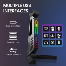 Headset Stand - Koptelefoonhouder - Standaard - 11-modi LED USB- Kabel Organizer — thumbnail 1