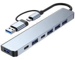 USB C-hub - 7 in 2 USB-hub 3.0 multipoort-adapter - USB 3.0 en 2.0 poorten - USB -C-aansluiting - USB-verdeler