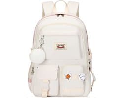 Rugtas - Schooltas - Rugzak - Rugzak Meisje - Rugzak School - Boekentas - Laptop Rugtas - 30 Liter - WitA