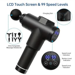 Spiermassagepistool, draagbare elektrische massager met laag geluidsniveau, 99 niveaus, instelbaar, professioneel impact-fasciapistool voor lichaamsontspanning. — thumbnail 3