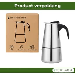My Green Deal – RVS Percolator 6 Kops (300 ml) – Moka Pot Koffiezetapparaat – Espressomaker voor 6 Kopjes – Niet Geschikt voor Inductie — thumbnail 3