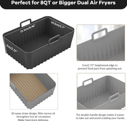 Geschikt voor Ninja Airfryer siliconen mal set van 2, 21,5 x 14,5 x 7 cm, 3D-groefontwerp, vetvrij, vaatwasserbestendig — thumbnail 6