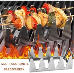 TOVBMUP Multifunctioneel - Grill - Stevig - Metaal - Optimale hoek - Geschikt voor grills, Eenvoudig indirect grillen - Airfryer accessoire — thumbnail 4