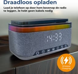 Denver Wekker met Draadloze Oplader - White Noise Machine - Digitale Wekker - Bluetooth - FM Radio - Dubbel Alarm - Dimmer - CRQ225 — thumbnail 2